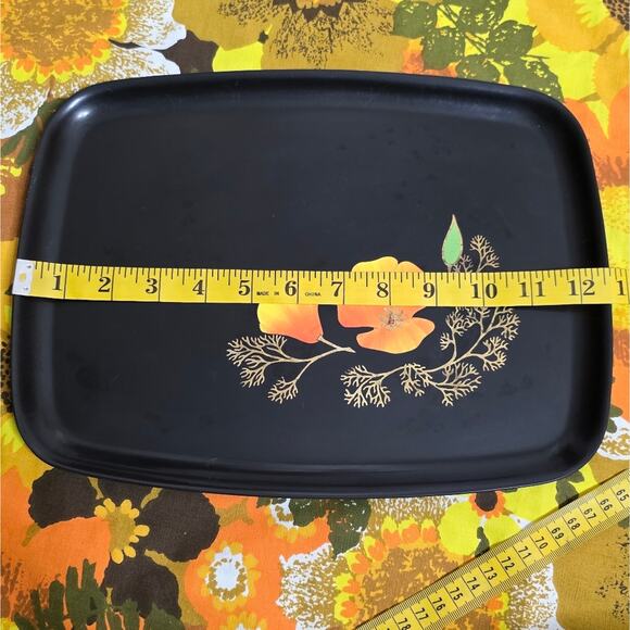 Vintage Couroc California Poppy Tray 12.5x9.5 Mid Century Modern MCM Barware - Picture 8 of 9